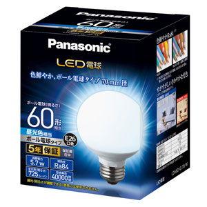 パナソニック LED電球 ボール電球形 725lm(昼光色相当) Panasonic LDG6DG70W 返品種別A｜joshin