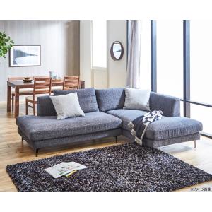 レビューでクーポン進呈】レイモンズ カウチソファ ブルー 木脚 3人