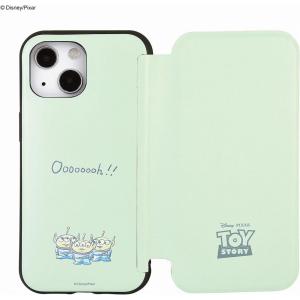 グルマンディーズ iPhone 13 mini/ 12 mini(5.4インチ)用 耐衝撃 手帳型ケース IIIIFIT ディズニー・ピクサーキャラクター(エイリアン) DN-883C 返品種別A｜joshin