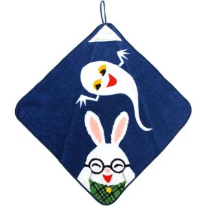 林(Hayashi) ループ付ハンドタオル めがねうさぎ こわくないよ(約34x34cm) 便利なループ・お名前タグ付き WL431000 