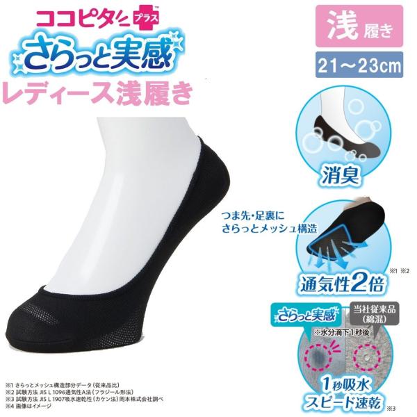 岡本 (レディース)ココピタさらっと実感 無地浅履き 丸編み(ブラック・サイズ：21〜23cm)  ...