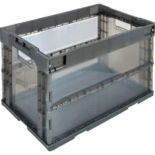 トラスコ中山 オリコン α折りたたみコンテナ 50L 透明ブラック TR-S50TMBK 返品種別B