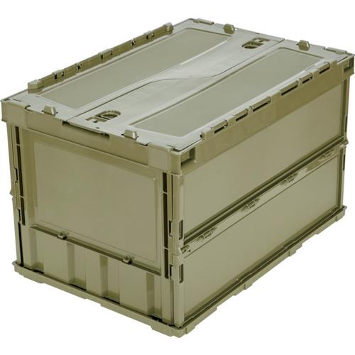 トラスコ中山 薄型折りたたみコンテナ 50L ロックフタ付 OD色 TR-C50B-OD 返品種別B