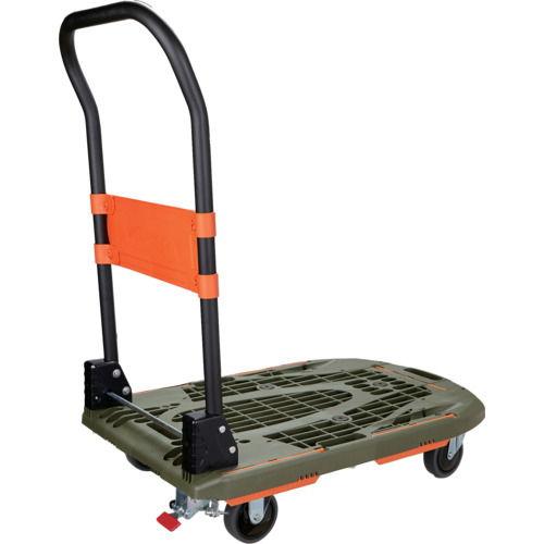 トラスコ中山 樹脂台車 カルティオ(新型) 780X490 折畳 スチールストッパー付(オリーブドラ...