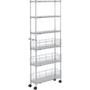ルミナス キッチンワゴン すき間収納 キャスター付 (6段 幅19.5×奥行59.5×高さ155cm...