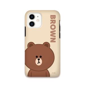 LINE FRIENDS iPhone 12 mini用 ハイブリッドケース DUAL GUARD BASIC(BROWN ライトベージュ) KCE-CSB035 返品種別A｜joshin