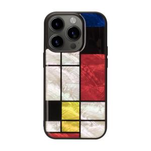 ikins(アイキンス) iPhone15 Pro Max(6.7inch/ 3眼)用 天然貝ケース(Mondrian) I25499I15PM 返品種別A｜joshin