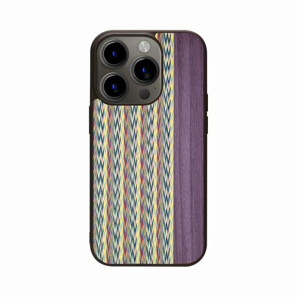 Man＆Wood iPhone 15 Pro用 MagSafe対応天然木ケース(Viola Chec...