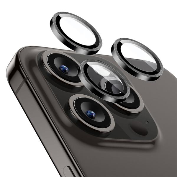 ESR iPhone 15 Pro用/ 15 Pro Max用 カメラ専用強化ガラスフィルム(ブラッ...