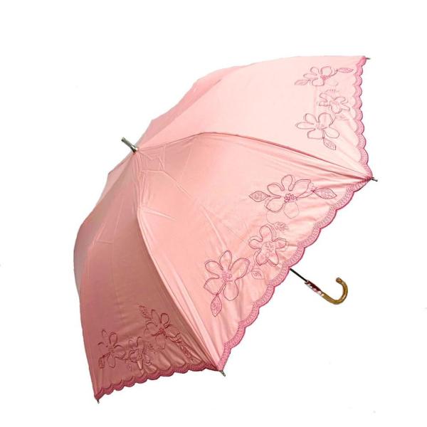 HYGGE(ヒュッゲ) 晴雨兼用 ショートワイド傘(プルメリア刺繍PK・55cm) BF022444...