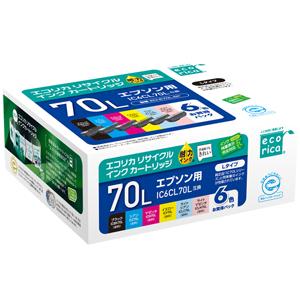 エコリカ ［エプソン IC6CL70L 互換］リサイクルインクカートリッジ(6色パック) ecori...