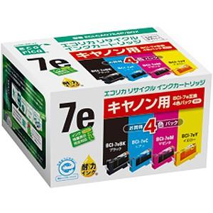 エコリカ ［キヤノン BCI-7e/ 4MP 互換］リサイクルインクカートリッジ(4色セット) ecorica BCI-7e/ 4MP対応 ECI-CA07E4P/ BOX 返品種別A｜joshin