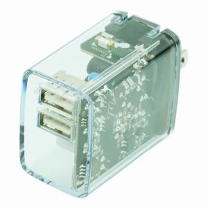 インプリンク IC付きクリアAC充電器 USB-A×2ポート 同時充電対応SMART 2.4A MELIA(クリア) IMAC2UA24CL 返品種別A｜joshin