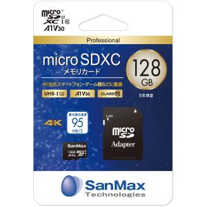 SanMax(サンマックス) microSDXCメモリーカード 128GB Class10 UHS-I A1 V30 SMP128AV 返品種別A｜joshin