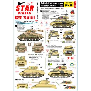 STAR DECALS 1/ 72 WWII 北アフリカ戦線でのイギリス陸軍シャーマン戦車 シャーマンMkIII デカール(SD72-A1111)デカール 返品種別B｜joshin