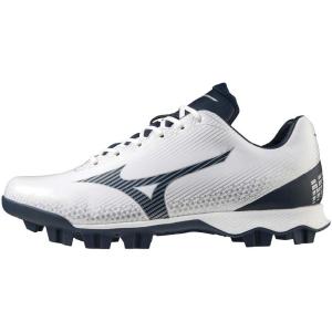 ミズノ ホワイト×ネイビー・サイズ：23.5cm 野球ポイントスパイク 11GP222114235 ウェーブライトレボ