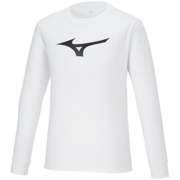 ミズノ ジュニア Tシャツ(長袖)(ホワイト×ブラック・サイズ：120) 返品種別A
