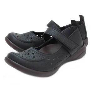 Re:getA パンチング ワンベルトシューズ リゲッタ レディース モカシン ローヒール R326-BLK-L