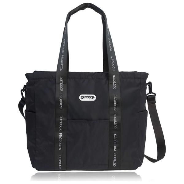 OUTDOOR PRODUCTS ラスターツイル ロゴプリント トートショルダーバッグ(ブラック) ...