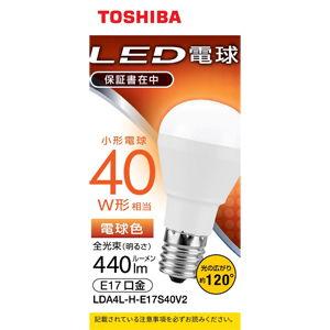 東芝 LED電球 小形電球形 440lm(電球色相当) LDA4L-H-E17S40V2 返品種別A