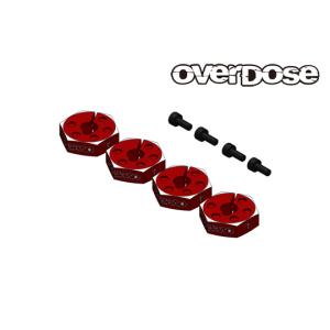 OVERDOSE アルミホイールハブセット (4mm/ レッド/ 4pcs)(OD3968)ラジコンパーツ 返品種別B
