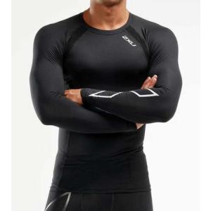 2XU メンズ コンプレッションウェアツータイムズユー PWX コンプレッションロングスリーブトップ(BLK/ SIL・サイズ：M) 返品種別A｜joshin