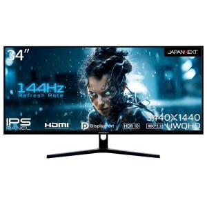 JAPANNEXT34型 ゲーミングウルトラワイド液晶ディスプレイ(144Hz/ 8ms(OD)/ UWQHD/ IPS/ 非光沢/ DisplayPort/ HDMI/  JN-IPS34144UWQHDR 返品種別A｜joshin