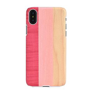 Man＆Wood iPhone XS/ X用 天然木ハードケース ブラックフレーム(PINK PIE...