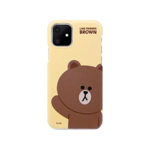 LINE FRIENDS iPhone 11用 SLIM FIT ベーシック(ブラウン) KCJ-SFX001 返品種別A｜joshin