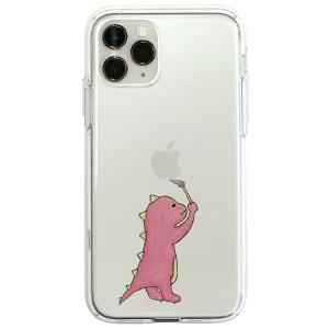 Dparks iPhone 11 Pro Max用 ソフトクリアケース お絵かきザウルス(ピンク) DS17291I65R 返品種別A｜joshin