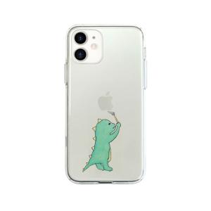 AKAN iPhone 12/ 12 Pro用 ソフトクリアケース お絵かきザウルス(グリーン) AK19221I12P 返品種別A｜joshin