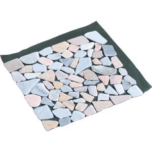 LivingOut 防草シート付天然石マット 6枚組(ブラウンミックス) TAN-3009-6PBR-MIX 返品種別B