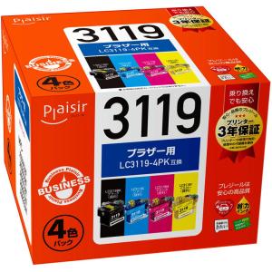 プレジール ［ブラザー LC3119-4PK 互換］インクカートリッジ 大容量タイプ(4色パック) LC3119-4PK BPL-BR3119-4P 返品種別A｜joshin