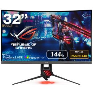 ASUS(エイスース) 31.5型 湾曲 ゲーミング液晶ディスプレイ ROG STRIX(144Hz対応/ 4ms/ WQHD) XG32VQR 返品種別A