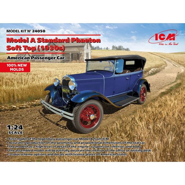 ICM 1/ 24 フォード モデルA フェートン ソフトトップ(1930s)(24050)プラモデ...