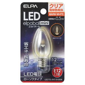 ELPA LEDローソク球(クリア電球色相当) elpaball mini(エルパポール ミニ) LDC1CL-G-E12-G306 返品種別A｜joshin