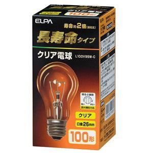 ELPA 長寿命クリア電球 100W形 ELPA L100V95W-C 返品種別A