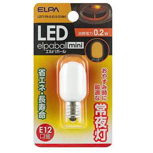 ELPA LED常夜灯 ナツメ球 0.2W(橙色) ELPA LDT1YR-G-E12-G1001 ...
