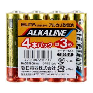 ELPA アルカリ乾電池単3形 4本パック ALKALINE LR6AB/ 4S 返品種別A