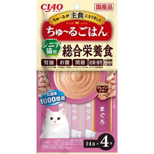 ちゅ〜るごはん シニア猫用 まぐろ 14g×4本 いなばペットフード 返品種別B