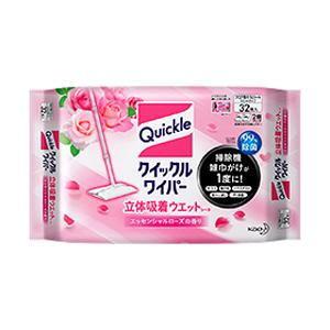 クイックルワイパー 立体吸着ウエットシート エッセンシャルローズの香り 32枚 花王 返品種別A