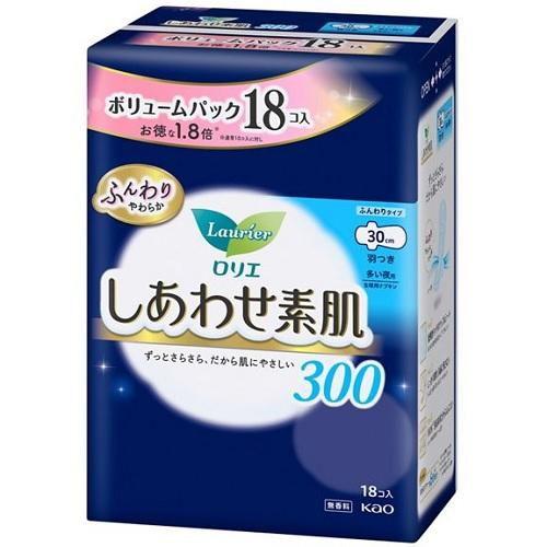ロリエしあわせ素肌 ボリュームパック 多い夜用30cm 羽つき 18個 花王 返品種別A