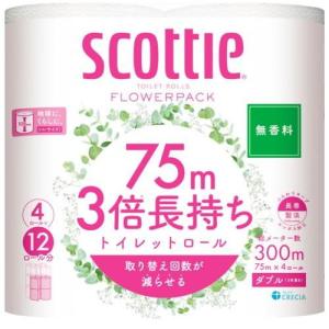スコッティ フラワーパック 3倍長持ち 4ロール(ダブル) 日本製紙クレシア 返品種別A