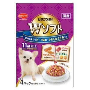 ビタワン君のWソフト 11歳以上 お肉を味わうビーフ味粒・やわらかささみ入り 200g 日本ペットフ...