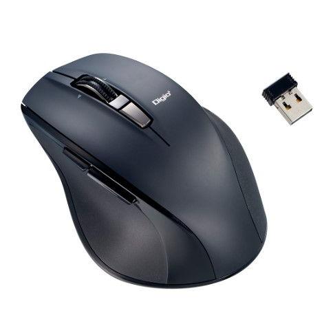 ナカバヤシ 無線静音 5ボタン BlueLEDマウス (Nブラック) 高速スクロールホイール搭載(神...