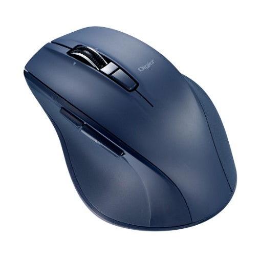 ナカバヤシ Bluetooth 静音5ボタン BlueLEDマウス (ネイビー) 高速スクロールホイ...