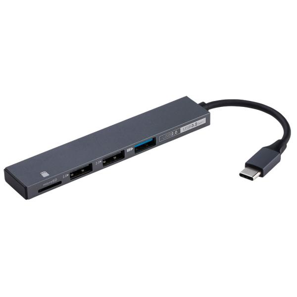 ナカバヤシ アルミ極薄USBハブ USB3.2Gen1+2.0 Type-C 3ポート変換 micr...