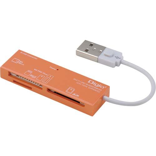 ナカバヤシ USB2.0 マルチカードリーダー・ライター(オレンジ) CRW-5M52NDD 返品種...