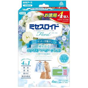 ミセスロイドフローラル クローゼット・洋服ダンス用 4個入 1年防虫 ホワイトアロマソープの香り 白元アース 返品種別A