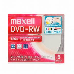マクセル 2倍速対応 DVD-RW 5枚パック4.7GB ホワイトプリンタブル maxell DW120WPA.5S 返品種別A｜joshin
